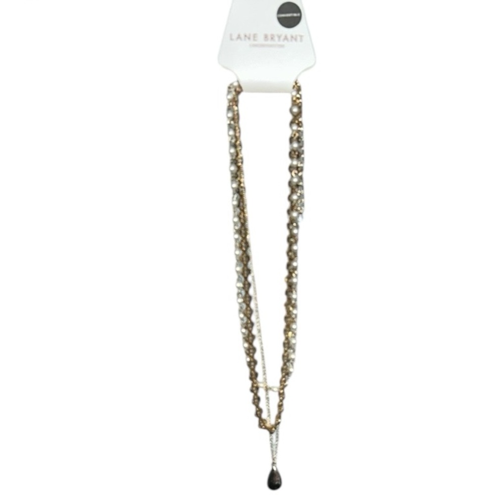 NWT Lane Bryant Gold/Pearl Convertible Necklace
